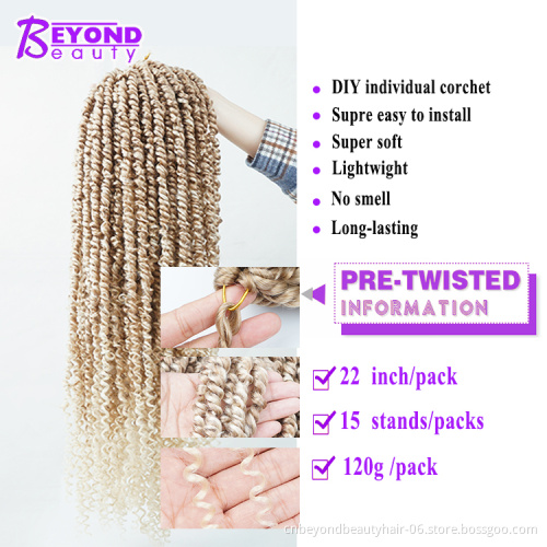 pretwisted passion twist crochet hair 22 inches braiding hair for women wholesale synthetic Pre-Looped Fluffy crochet braid hair